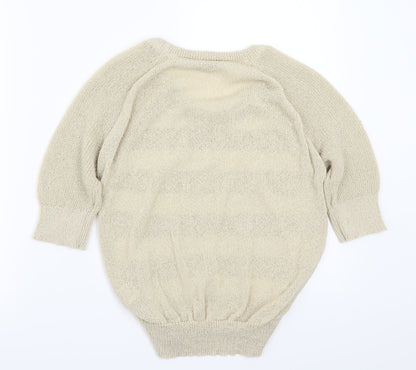 Back view of Peacocks women’s beige striped jumper, size M