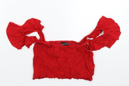 Womens UK Size 6 PRETTYLITTLETHING Red Cropped T-Shirt