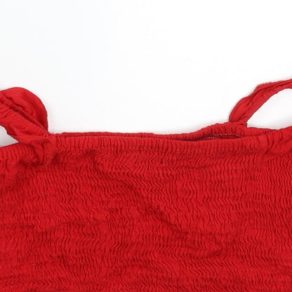 Womens UK Size 6 PRETTYLITTLETHING Red Cropped T-Shirt