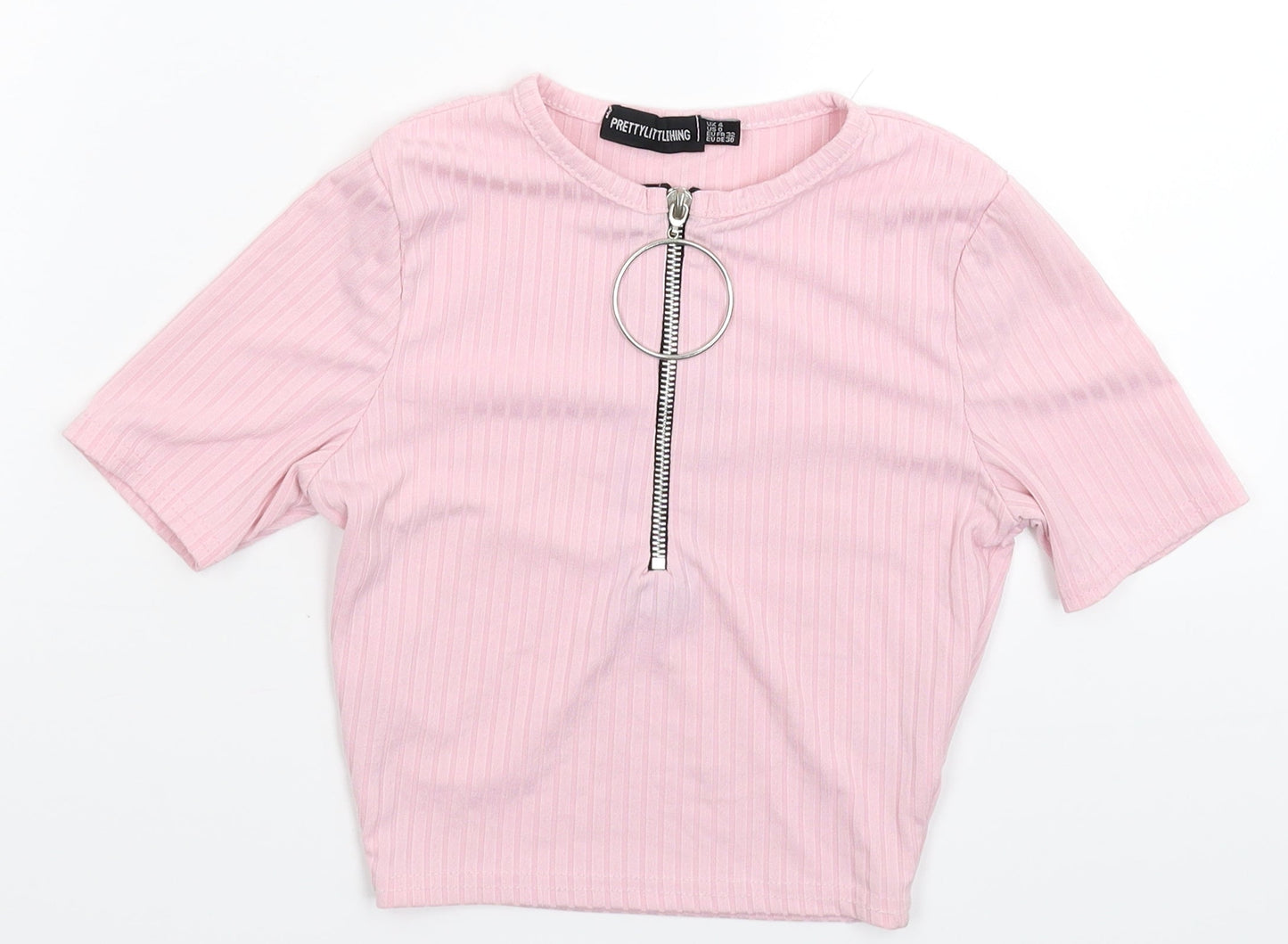 Womens UK Size 4 PRETTYLITTLETHING Pink Basic T-Shirt