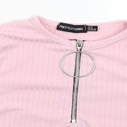 Womens UK Size 4 PRETTYLITTLETHING Pink Basic T-Shirt