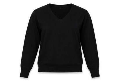 Front view of Preworn women’s black jumper, size UK 10