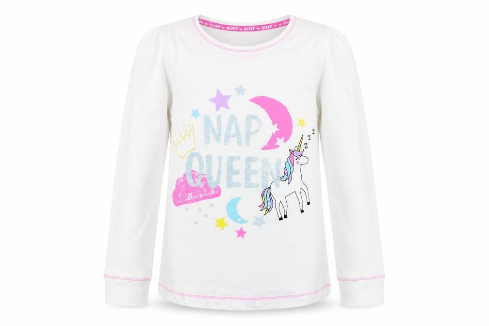 Front view of Tu girls’ white solid top pyjama top, size 10-11, years