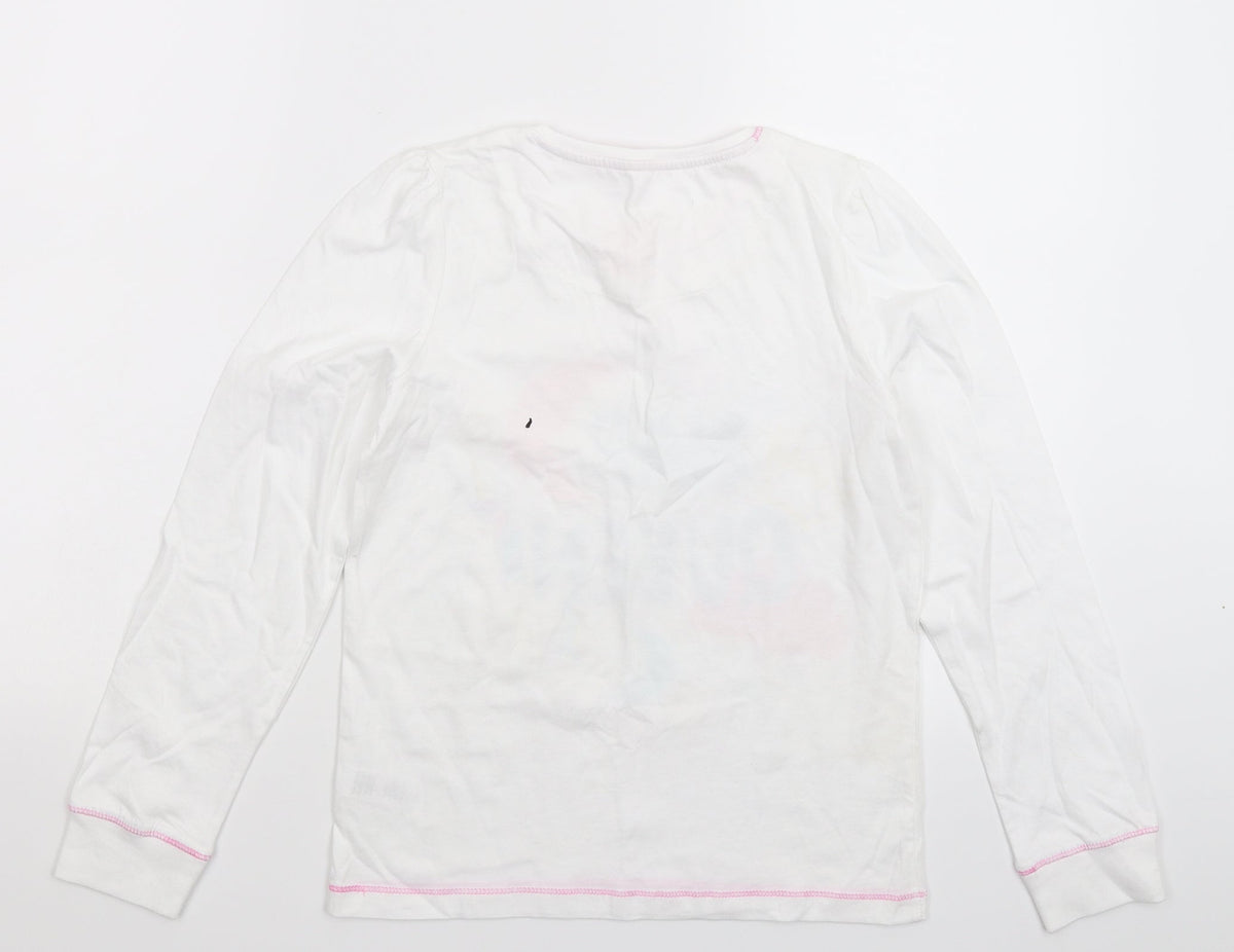 Back view of Tu girls’ white solid top pyjama top, size 10-11, years