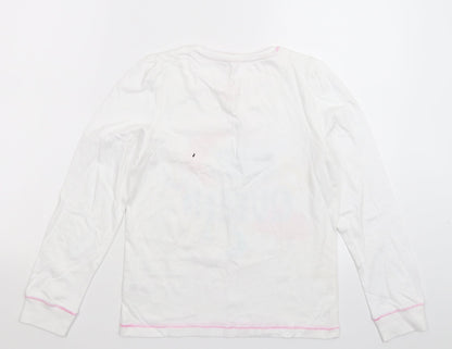 Back view of Tu girls’ white solid top pyjama top, size 10-11, years