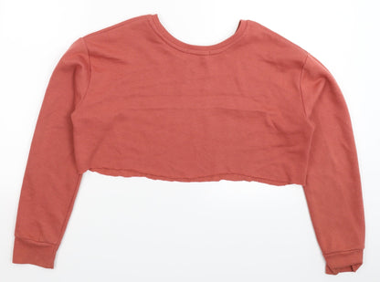 Back view of PRETTYLITTLETHING women’s beige pullover sweatshirt, size UK 12