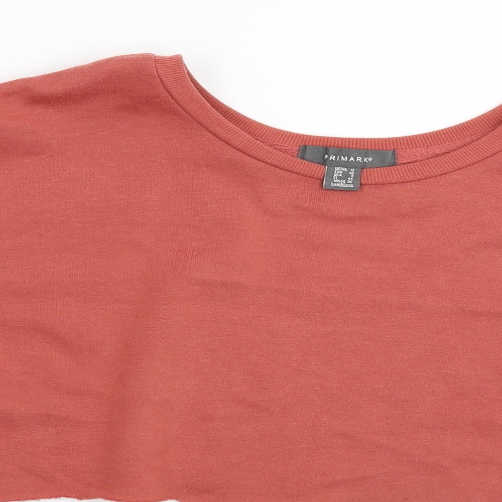Close-up detail of PRETTYLITTLETHING women’s beige pullover sweatshirt, size UK 12