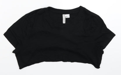 Womens UK Size M Divided Black Cropped T-Shirt