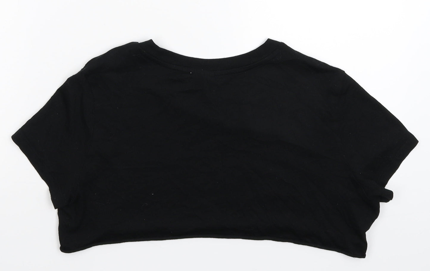Womens UK Size M Divided Black Cropped T-Shirt