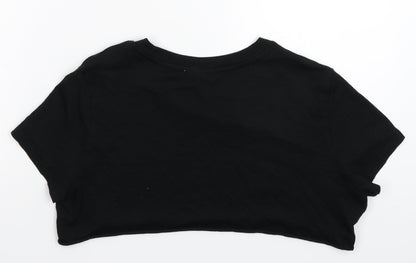 Womens UK Size M Divided Black Cropped T-Shirt