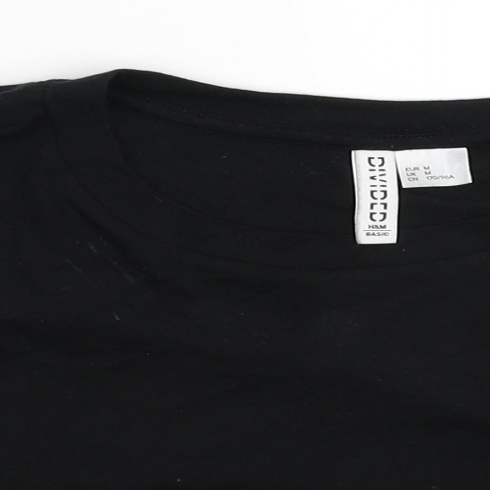 Womens UK Size M Divided Black Cropped T-Shirt