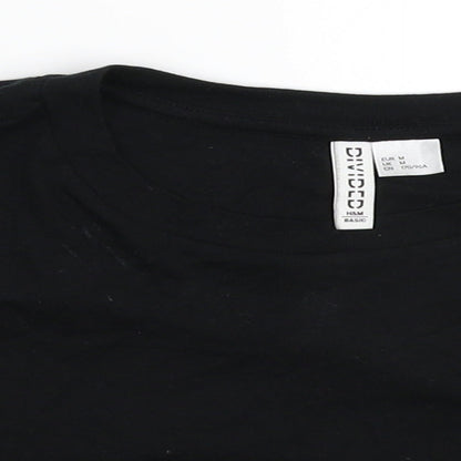 Womens UK Size M Divided Black Cropped T-Shirt