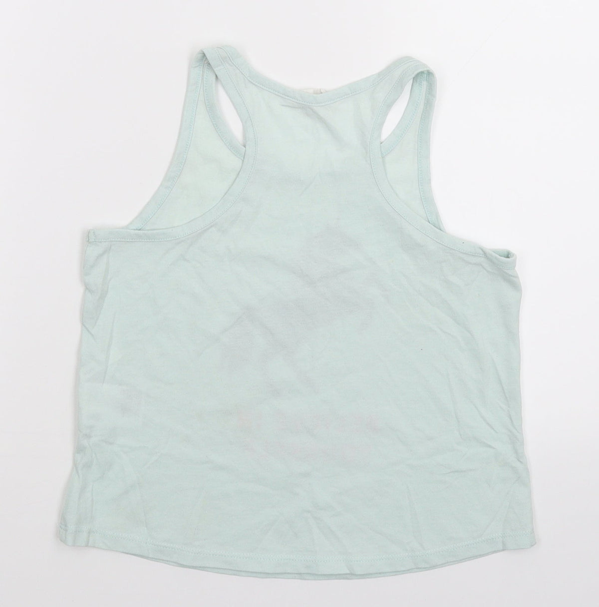 Back view of H&M girls’ green basic tank, size 9-10, years