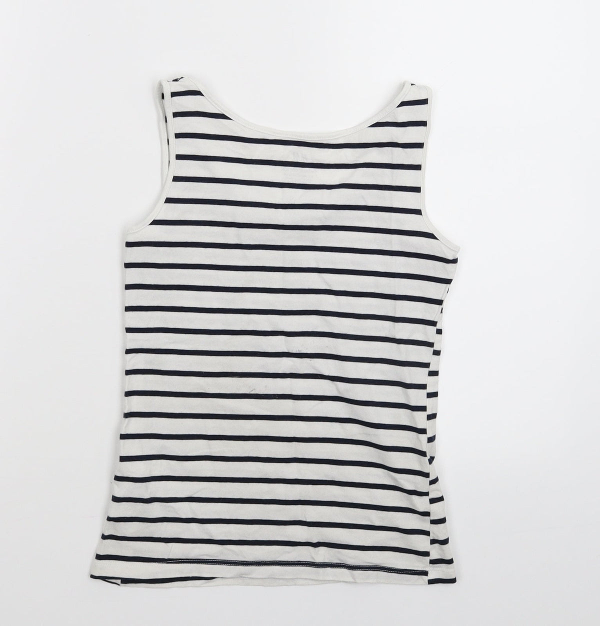 Back view of H&M girls’ white striped basic tank, size 11-12, years