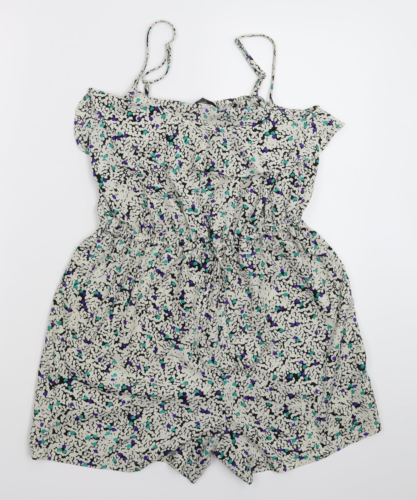 F&F Womens White Floral  Jumpsuit One-Piece Size 8