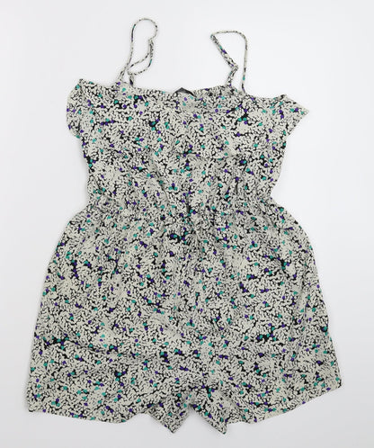 F&F Womens White Floral  Jumpsuit One-Piece Size 8