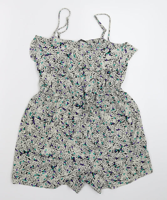 F&F Womens White Floral  Jumpsuit One-Piece Size 8