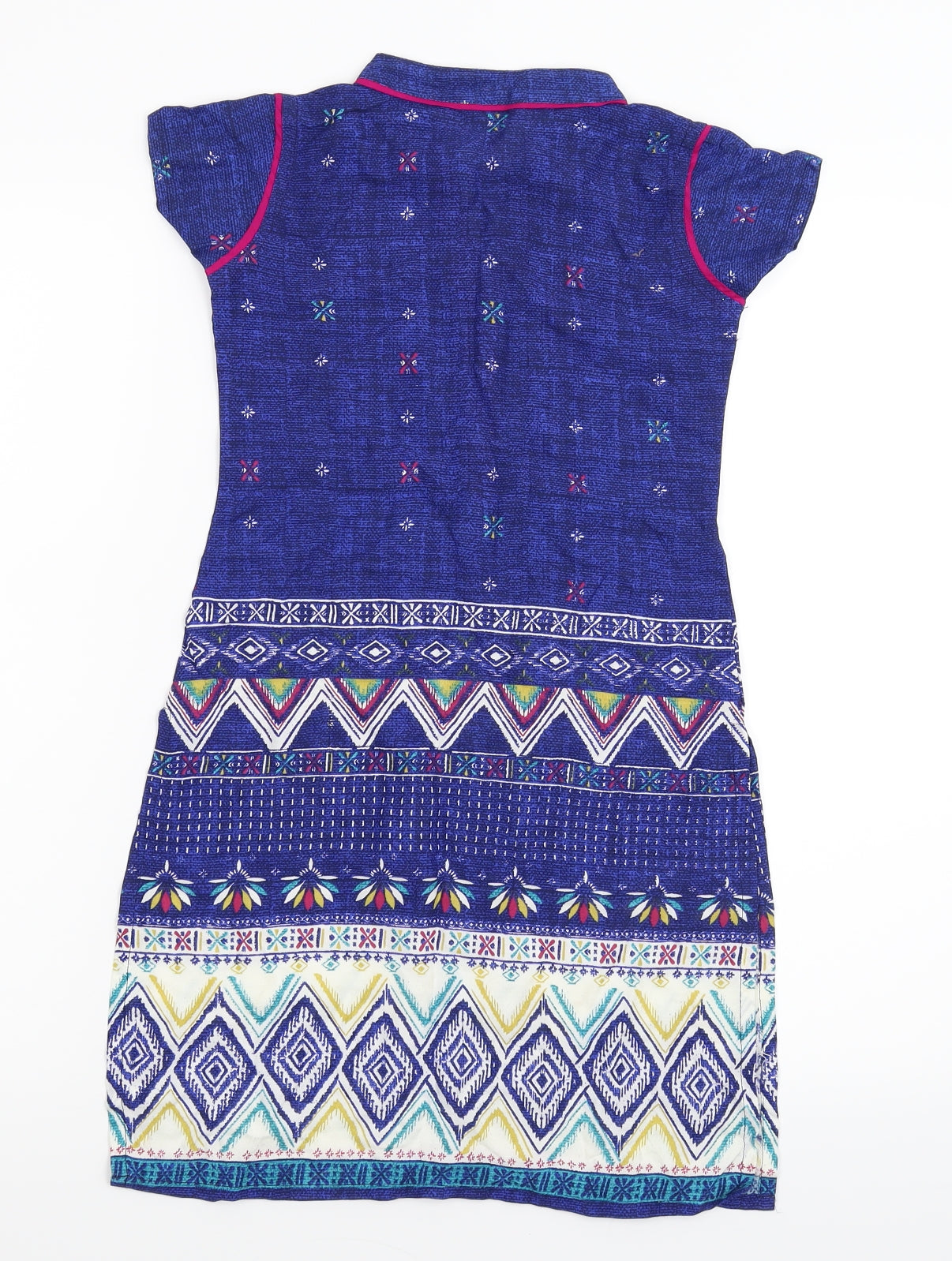 Preworn Girls Blue Geometric  T-Shirt Dress  Size S