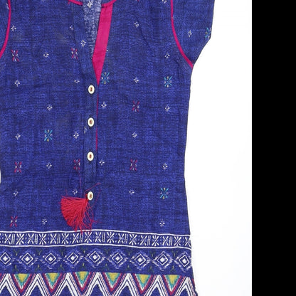 Preworn Girls Blue Geometric  T-Shirt Dress  Size S