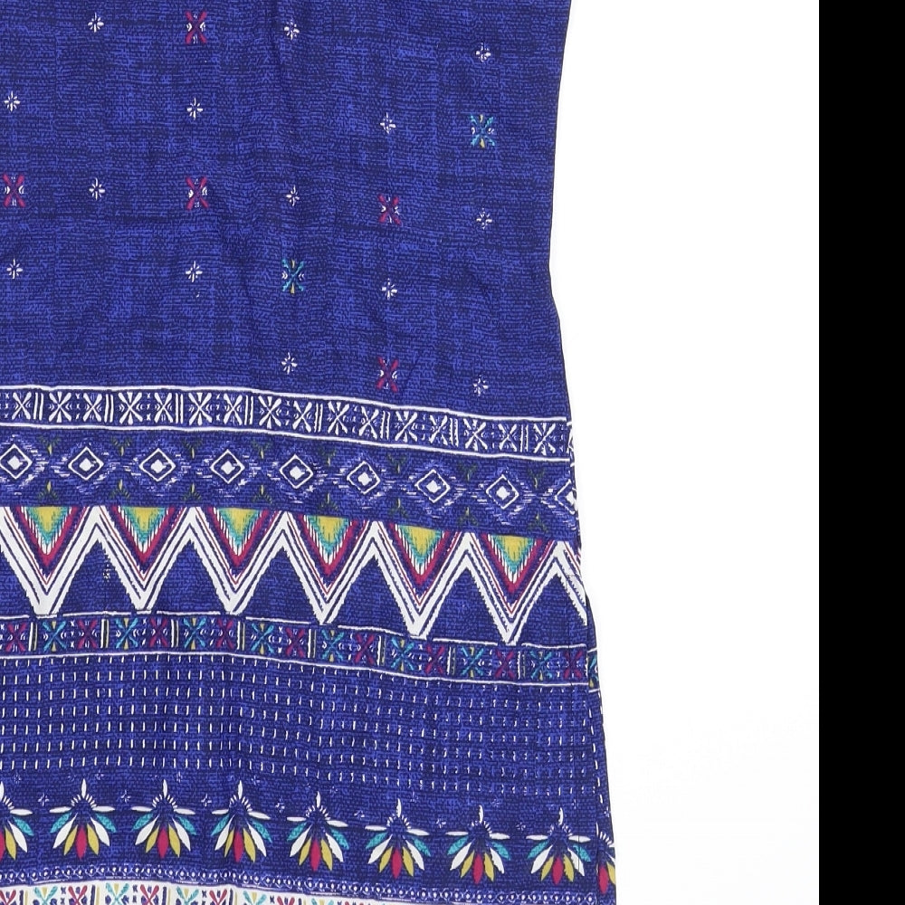 Preworn Girls Blue Geometric  T-Shirt Dress  Size S