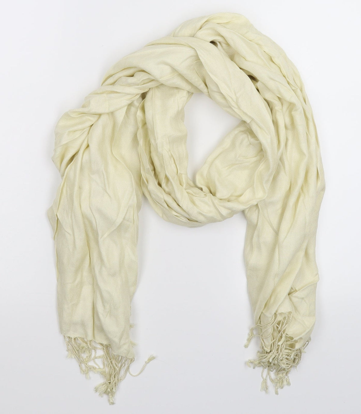 Front view of Preworn women’s white knit scarf