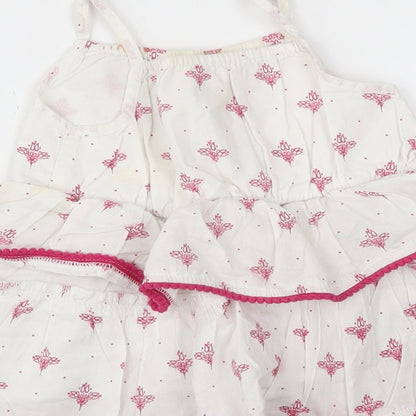 Preworn Girls White Floral  Trapeze & Swing  Size 12-18 Months