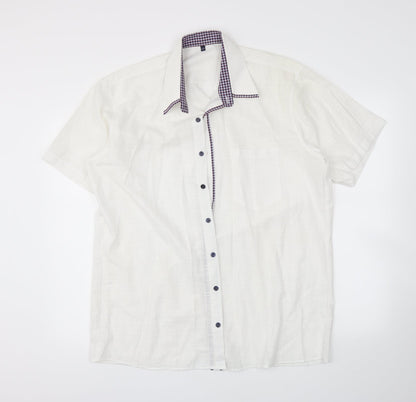 Preworn Mens White    Button-Up Size L