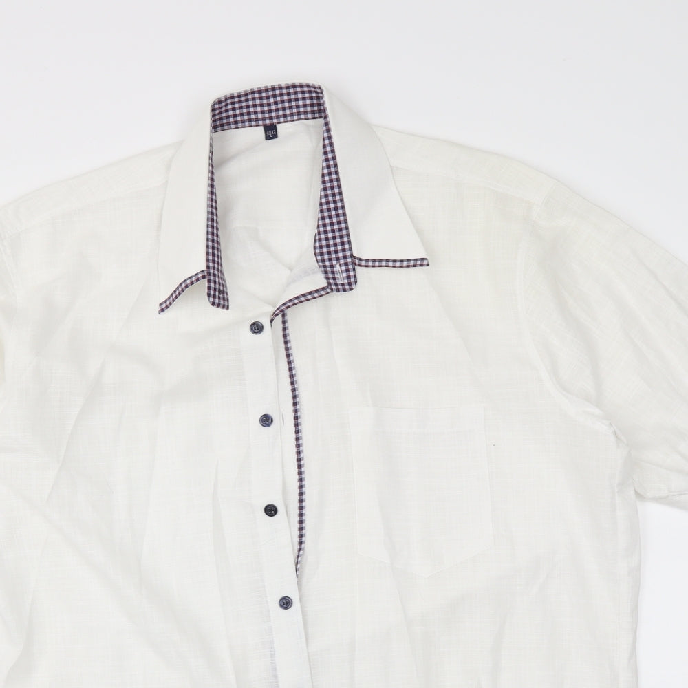 Preworn Mens White    Button-Up Size L
