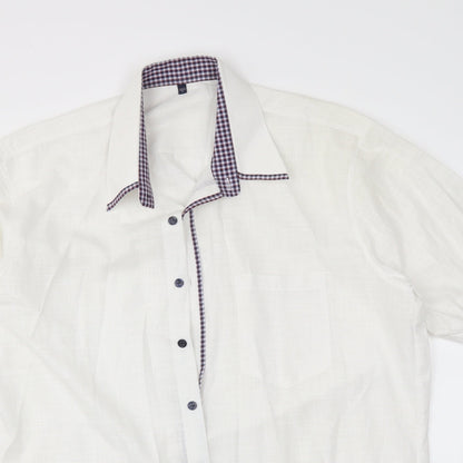 Preworn Mens White    Button-Up Size L