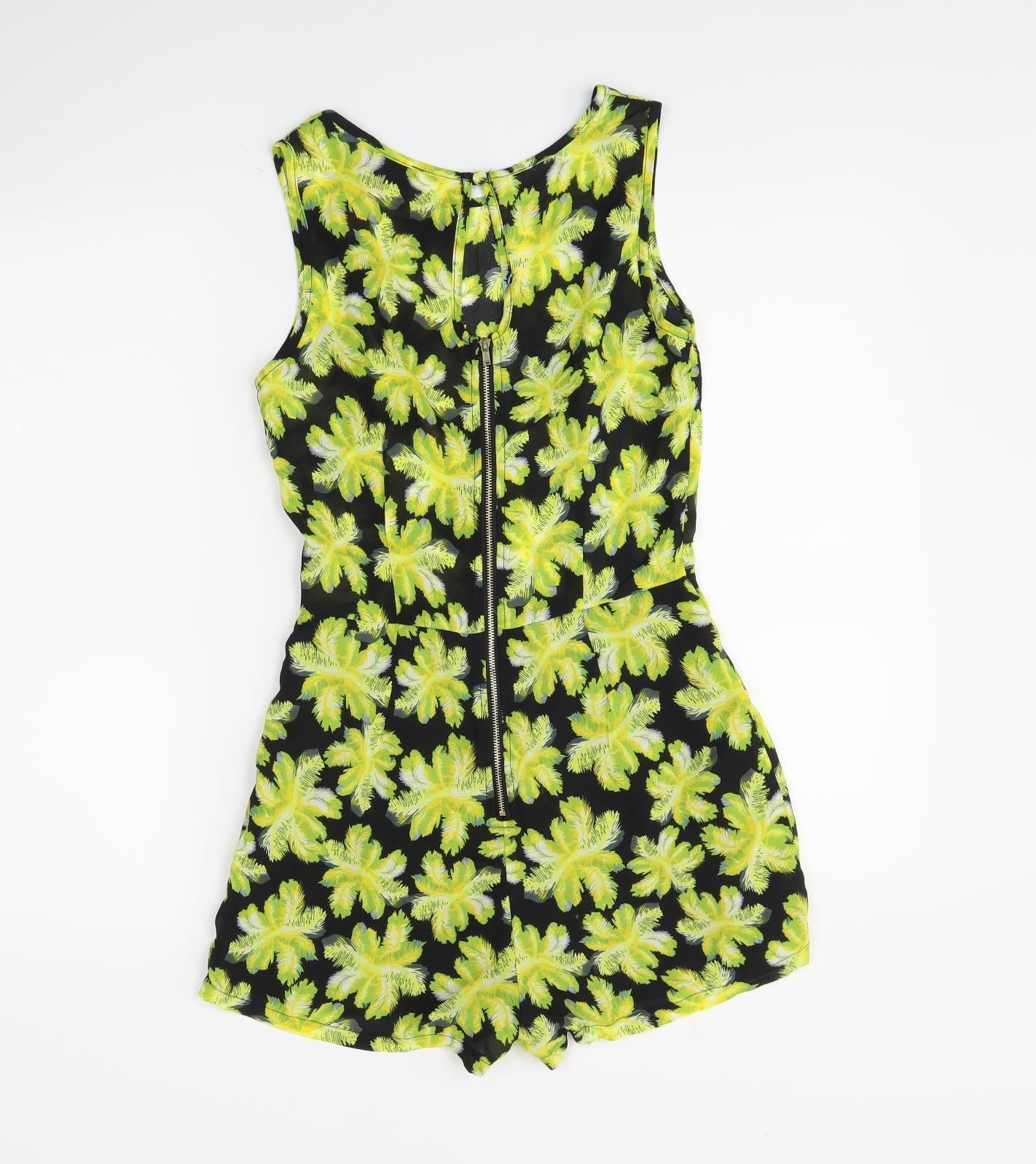 Red Chilli Womens Black Floral  Playsuit One-Piece Size 8 L3 in