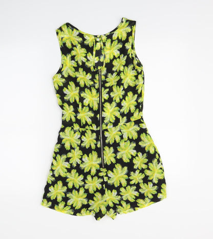 Red Chilli Womens Black Floral  Playsuit One-Piece Size 8 L3 in