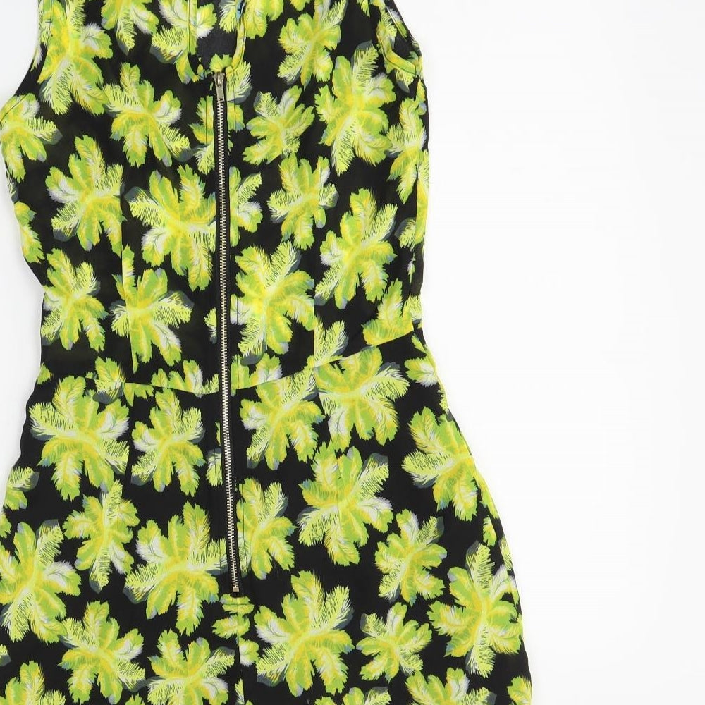 Red Chilli Womens Black Floral  Playsuit One-Piece Size 8 L3 in