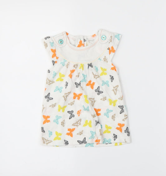 M&Co Girls White   T-Shirt Dress  Size 12-18 Months  - butteflies