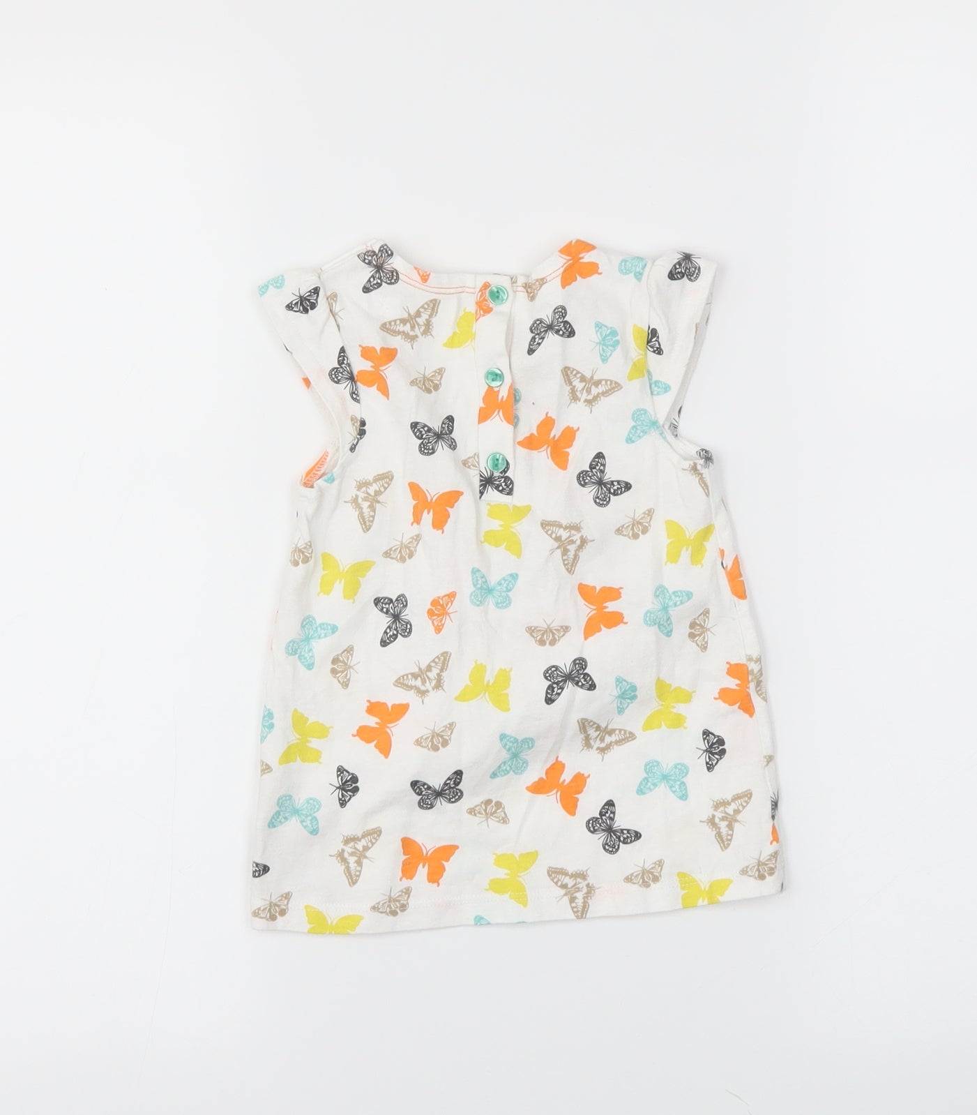 M&Co Girls White   T-Shirt Dress  Size 12-18 Months  - butteflies