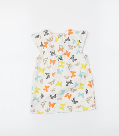 M&Co Girls White   T-Shirt Dress  Size 12-18 Months  - butteflies