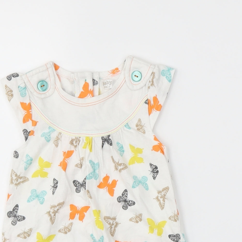 M&Co Girls White   T-Shirt Dress  Size 12-18 Months  - butteflies