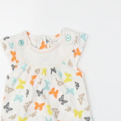M&Co Girls White   T-Shirt Dress  Size 12-18 Months  - butteflies