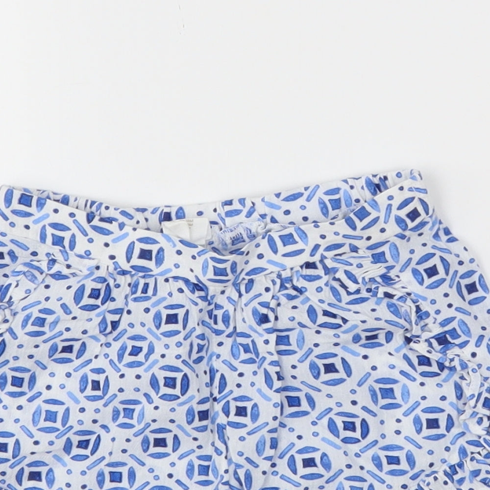 H&M Girls Blue Batik  Cropped Trousers Size 12-18 Months