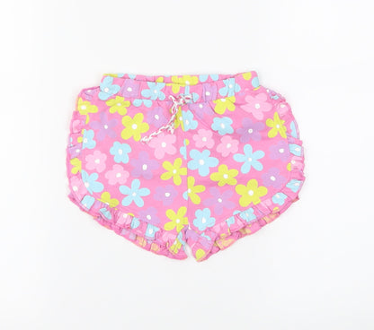 Preworn Boys Pink Floral  Cropped Trousers Size 12-18 Months