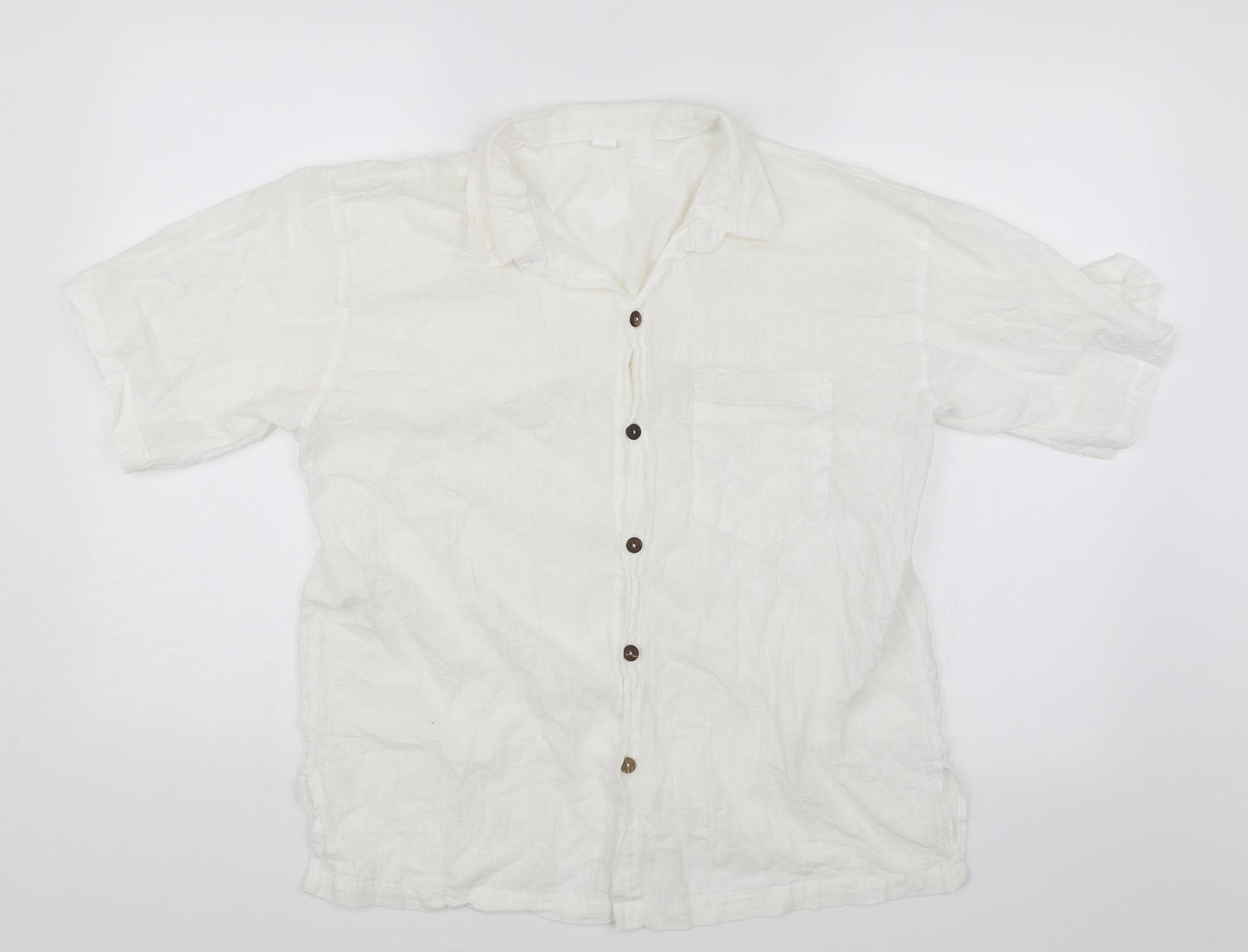 Womens UK Size XL Preworn White Basic Button-Up