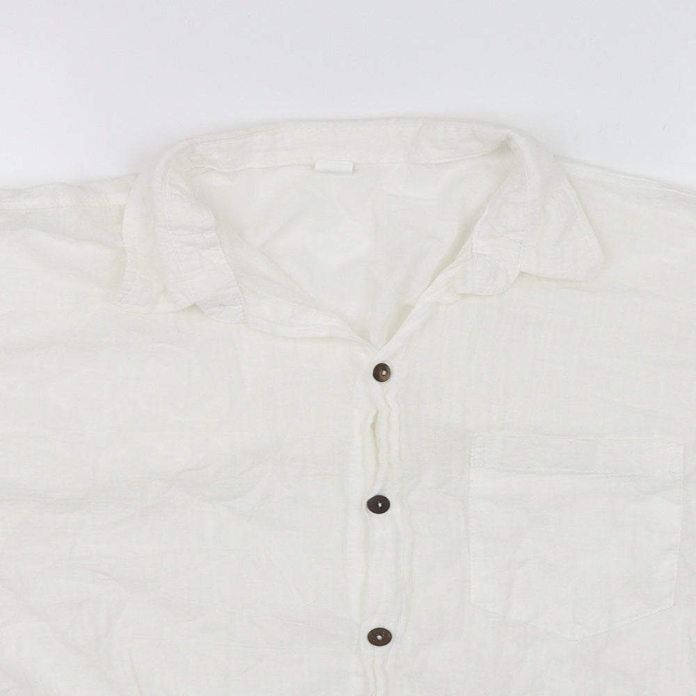 Womens UK Size XL Preworn White Basic Button-Up