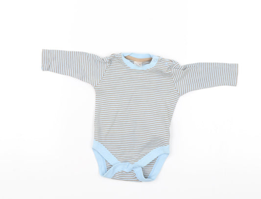 Front view of Next Baby Blue Striped Romper One-Piece, size 0-3, Months