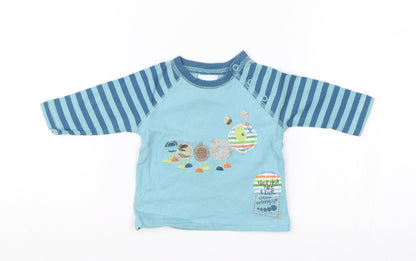 Cherokee Baby Blue Striped  Jersey T-Shirt Size 0-3 Months  - Garden bug trail