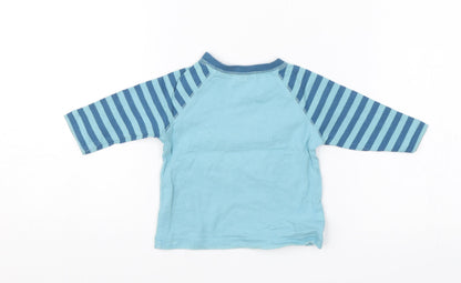 Cherokee Baby Blue Striped  Jersey T-Shirt Size 0-3 Months  - Garden bug trail