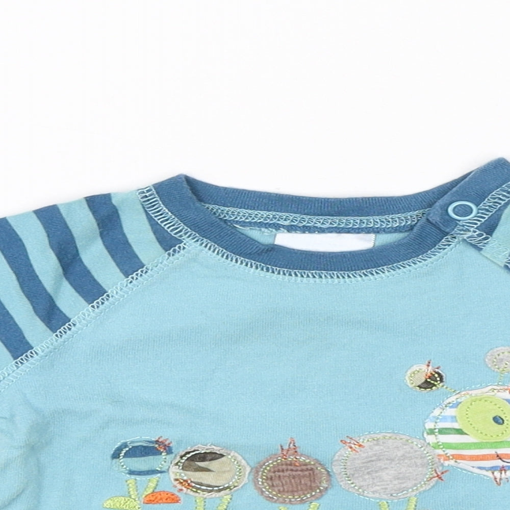 Cherokee Baby Blue Striped  Jersey T-Shirt Size 0-3 Months  - Garden bug trail