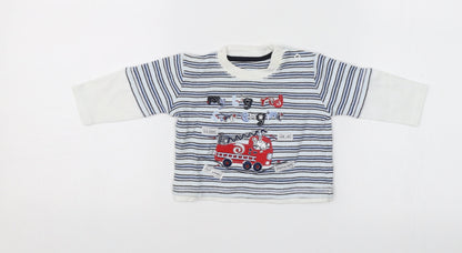 George Baby Blue Striped  Jersey T-Shirt Size 0-3 Months  - My big red fire engine