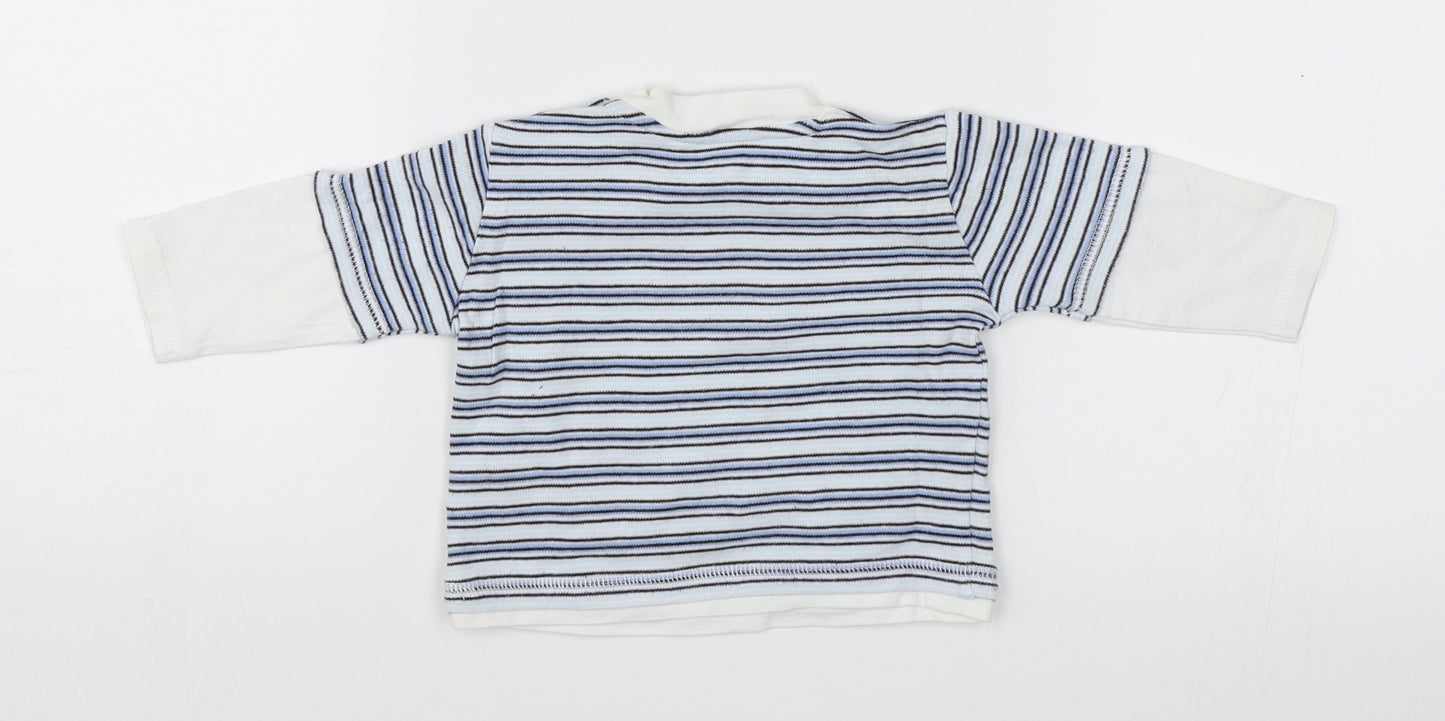 George Baby Blue Striped  Jersey T-Shirt Size 0-3 Months  - My big red fire engine