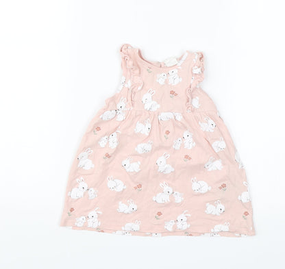 H&M Baby Pink   Shift  Size 6-9 Months  - Bunnies