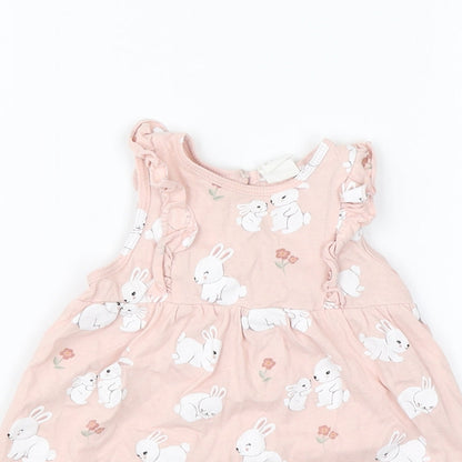 H&M Baby Pink   Shift  Size 6-9 Months  - Bunnies