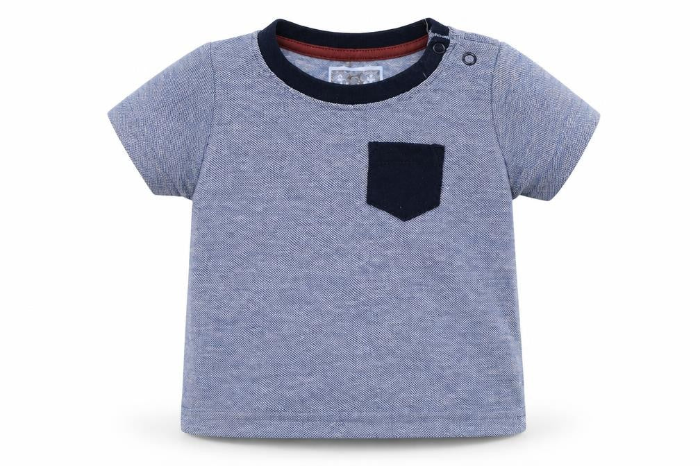 Front view of Early Days Baby Blue Basic T-Shirt, size 9-12, Months
